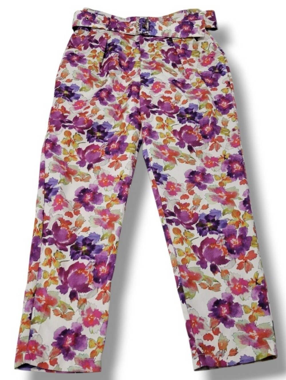 Fashion Nova Pants Size Medium W27"L26" High Rise Pants Tapered Leg Pants Floral
